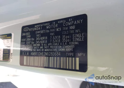 2021 Hyundai Palisade Se из США, поврежденный, VIN KM8R1DHE2MU283684